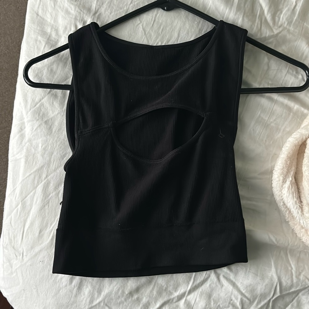 Black Cutout Crop Top